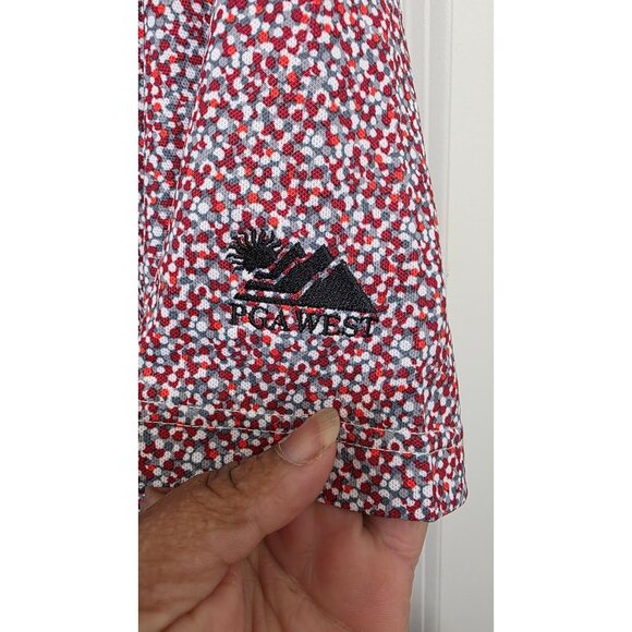 FootJoy Mens Golf Polo Shirt L Red & White Patterned Short Sleeve Collared - Picture 4 of 7